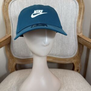 Nike Hat Cap Strap Back Unisex  M/L Teal Club Cap Embroidered Swoosh Hat Logo